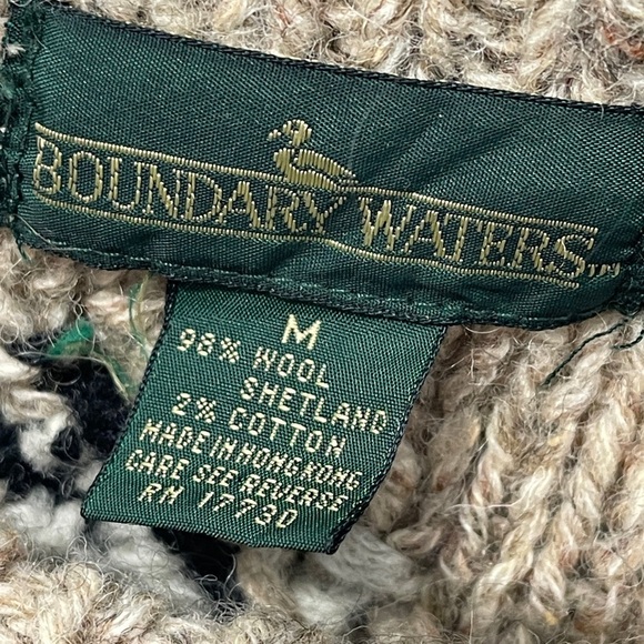 Boundary Waters Vintage 90 Streetwear Shetland Wool Diamond Knit Grandpa Sweater - Picture 3 of 8